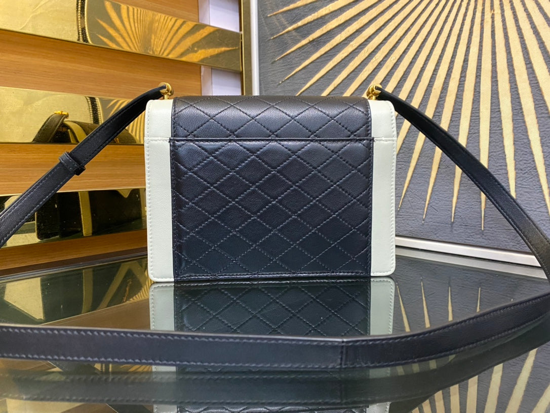 Saint Laurent Gaby Small Quilted Leather Shoulder Bag - Black/White