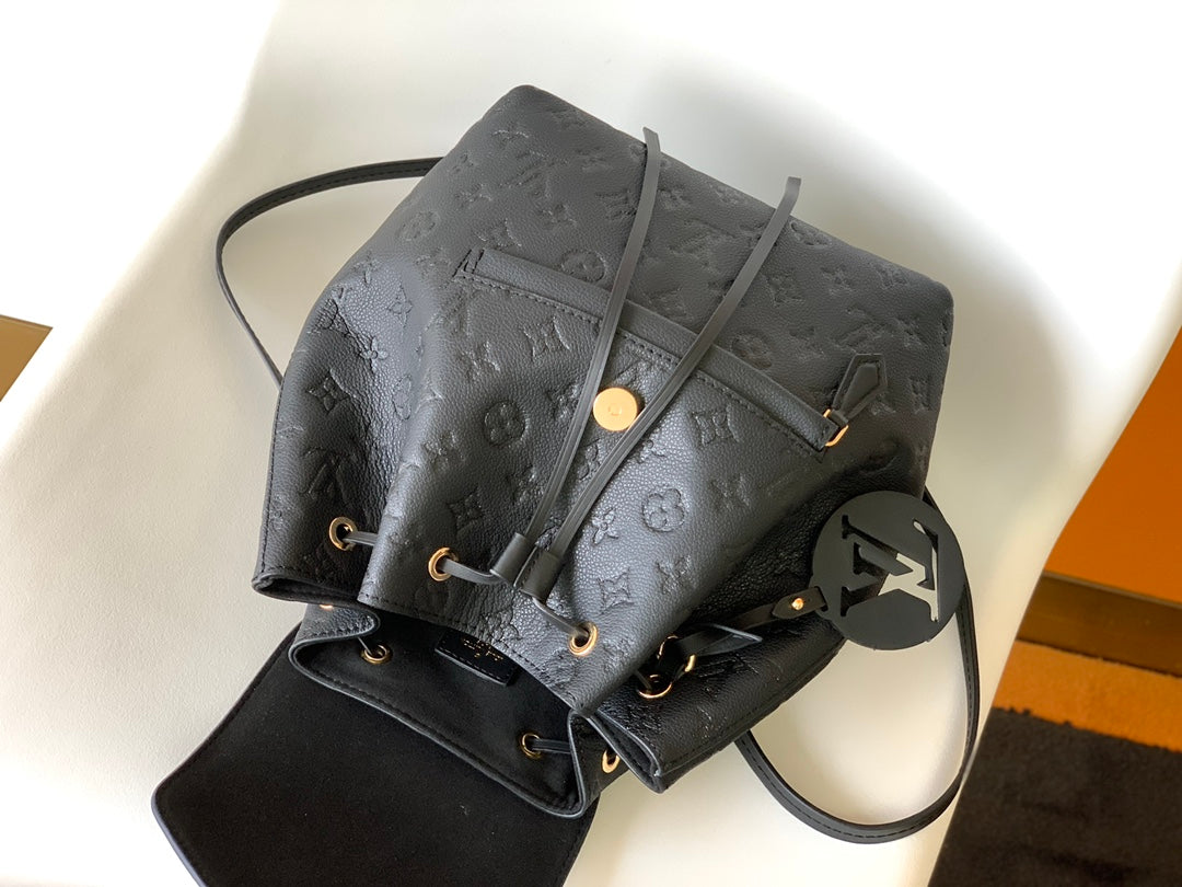 Louis Vuitton Montsouris Backpack - Black Monogram Empreinte Leather