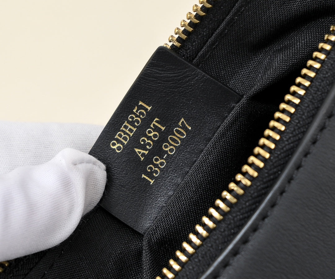 Fendi Fendigraphy Small Black Leather Hobo Bag