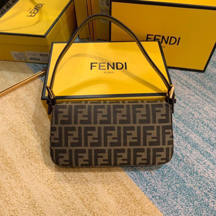 Fendi Vintage Baguette FF Monogram Zucca Canvas Shoulder Bag - Brown