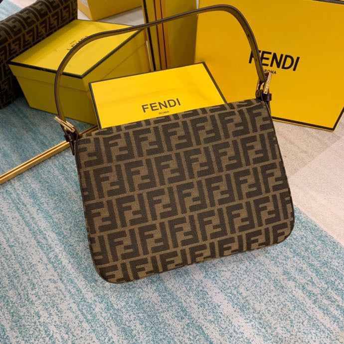 Fendi Zucca Monogram Tobacco Canvas Shoulder Bag