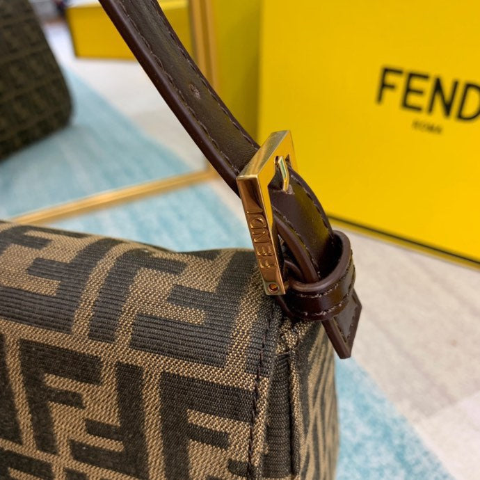 Fendi Zucca Monogram Tobacco Canvas Shoulder Bag