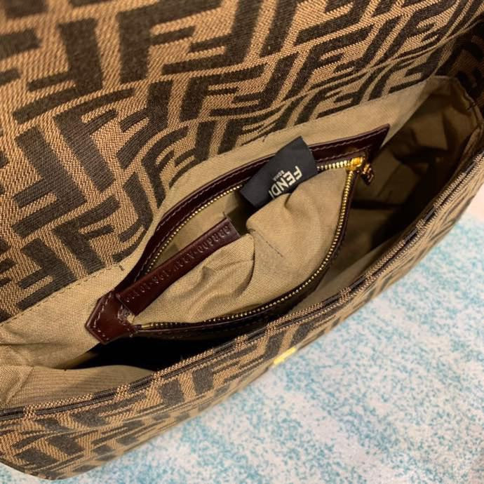 Fendi Zucca Monogram Tobacco Canvas Shoulder Bag