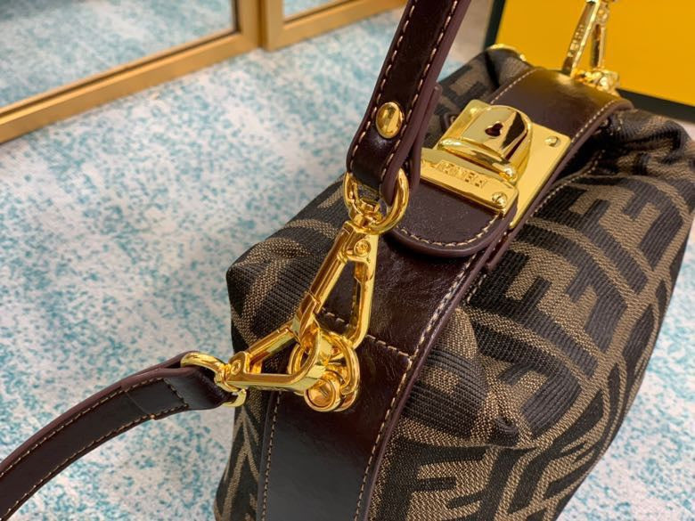 Fendi Nano Baguette Charm FF Zucca Canvas Crossbody Bag - Brown/Tobacco