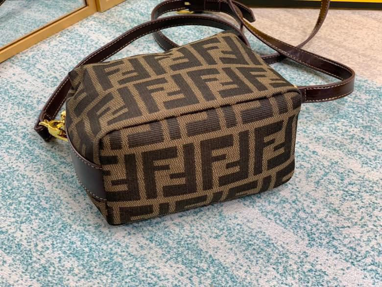 Fendi Nano Baguette Charm FF Zucca Canvas Crossbody Bag - Brown/Tobacco