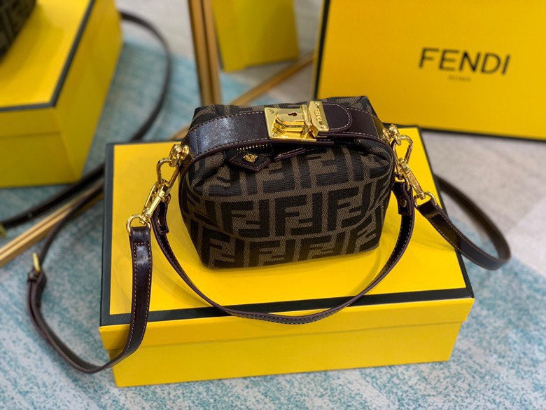 Fendi Nano Baguette Charm FF Zucca Canvas Crossbody Bag - Brown/Tobacco