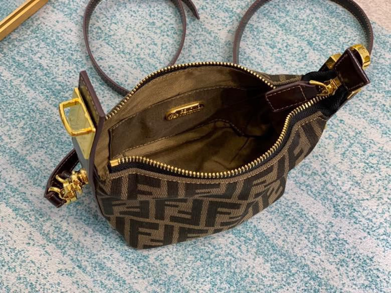 Fendi Nano Baguette Charm FF Zucca Canvas Crossbody Bag - Brown/Tobacco
