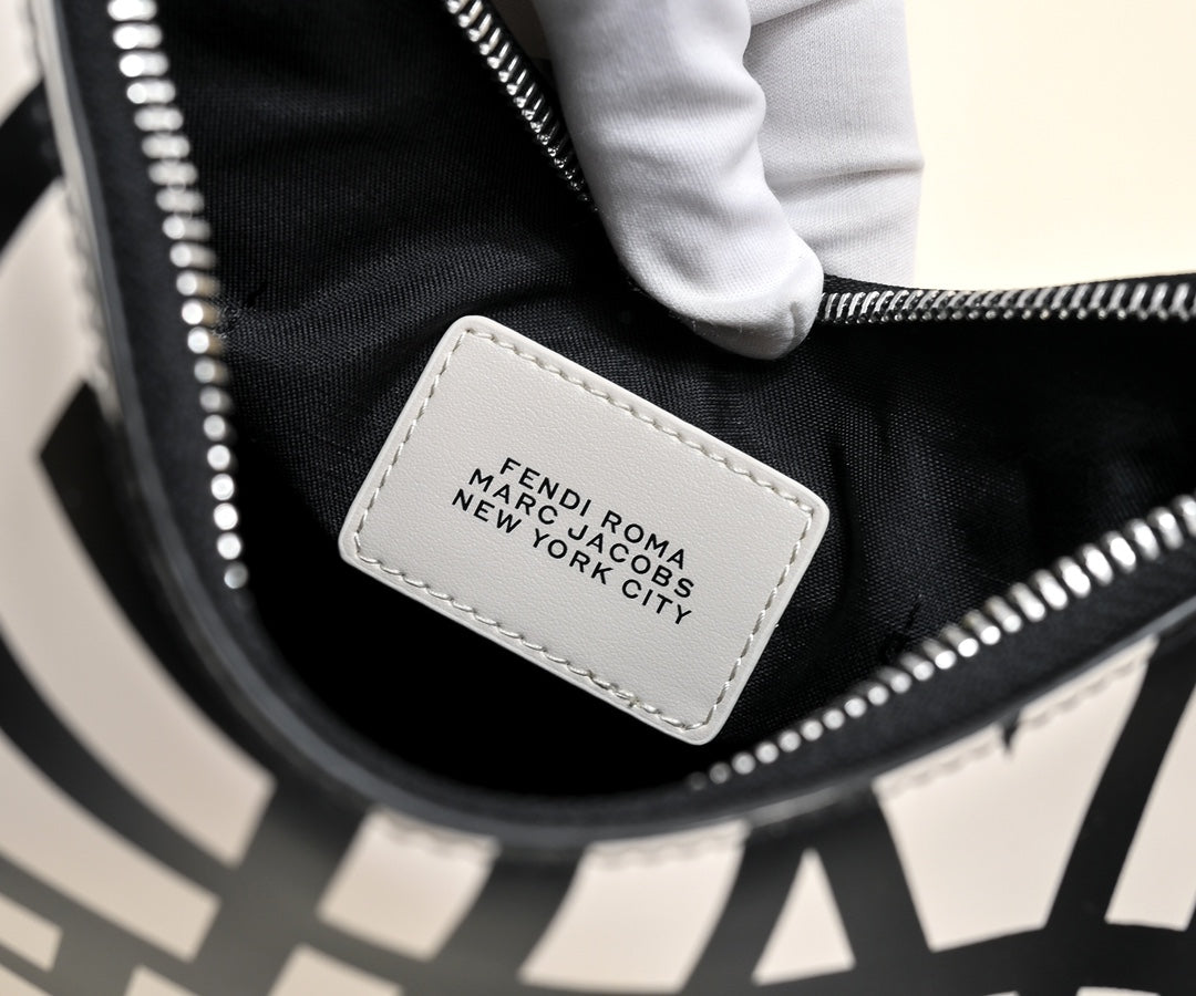 Fendi Fendigraphy Small Hobo Bag - Beige and Black Logo Canvas