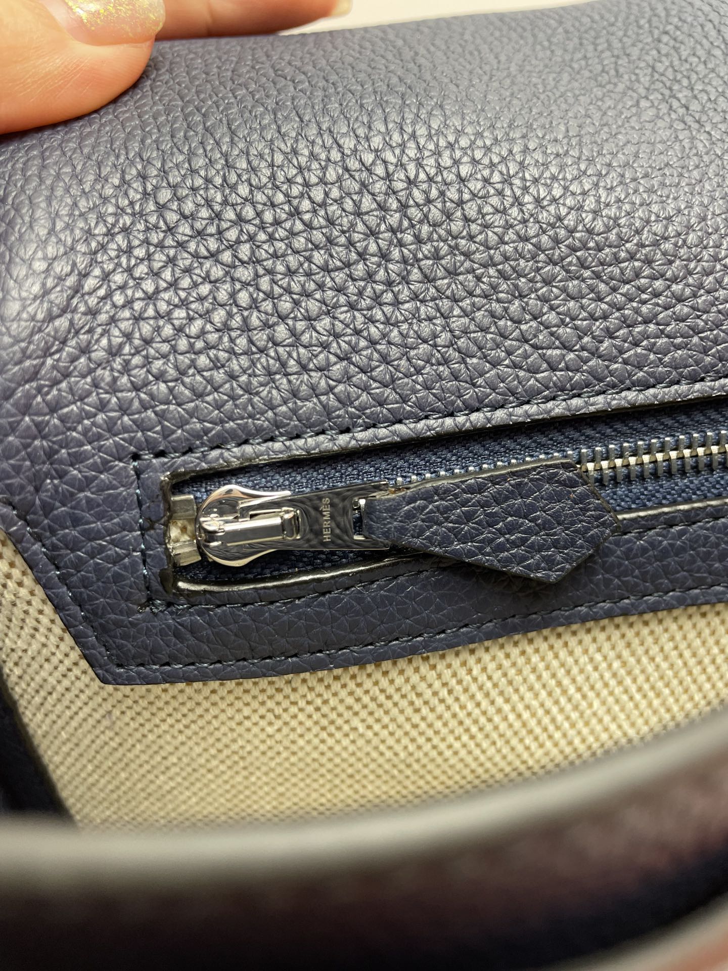 Men's Navy Blue Leather Messenger Bag - Crossbody Satchel