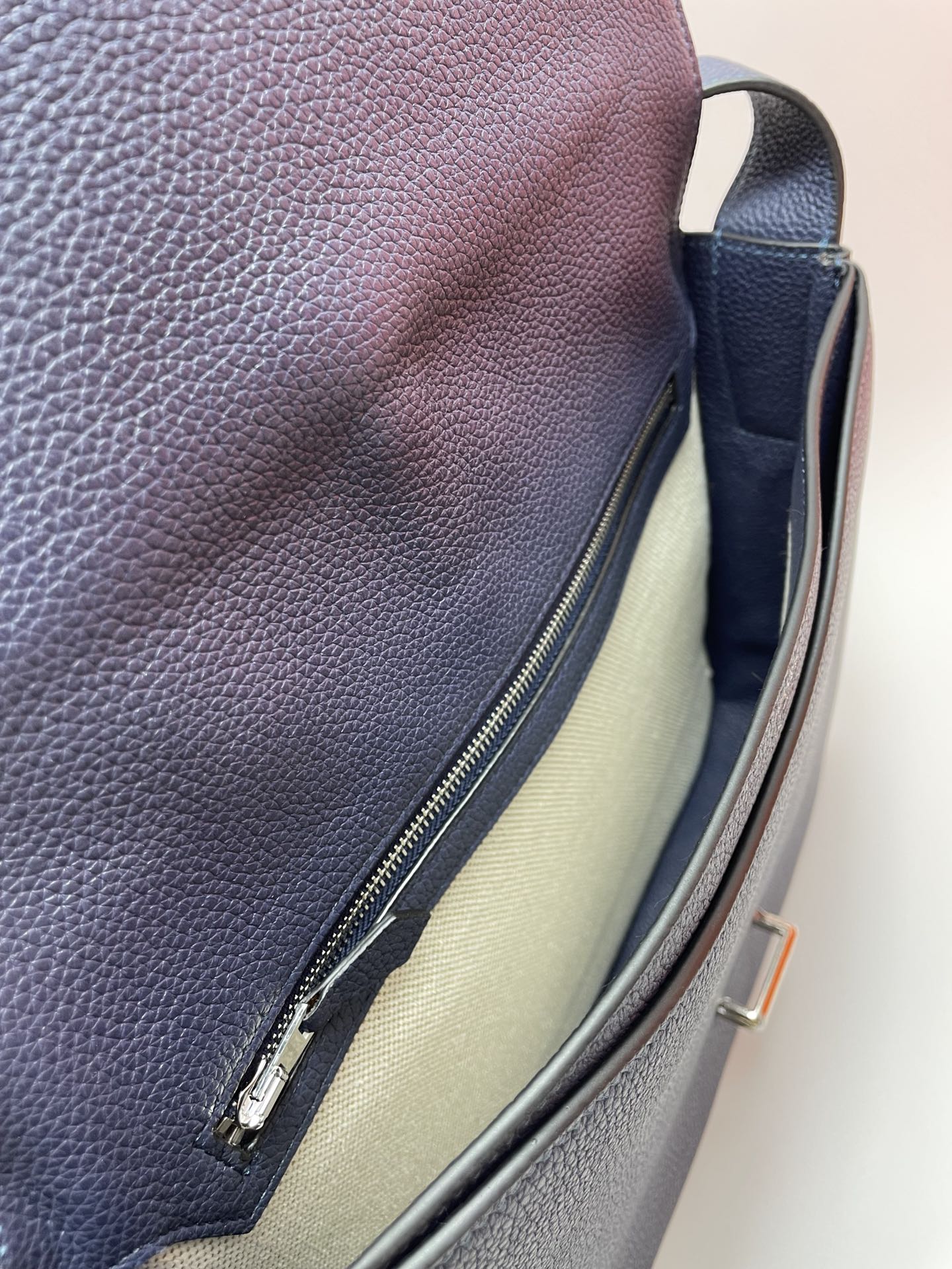 Men's Navy Blue Leather Messenger Bag - Crossbody Satchel