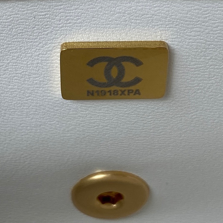 Chanel White Quilted Lambskin Mini Flap Bag with Gold-Tone Adjustable Ball Chain