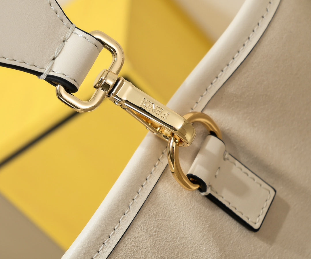 Fendi Sunshine Large Sunshine Shopper Bag - Cream Canvas with Tortoiseshell Handles