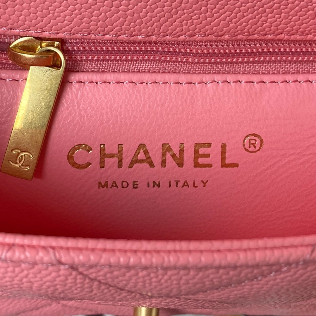 Chanel Pink Quilted Mini Flap Bag with Gold Hardware and Heart Charm