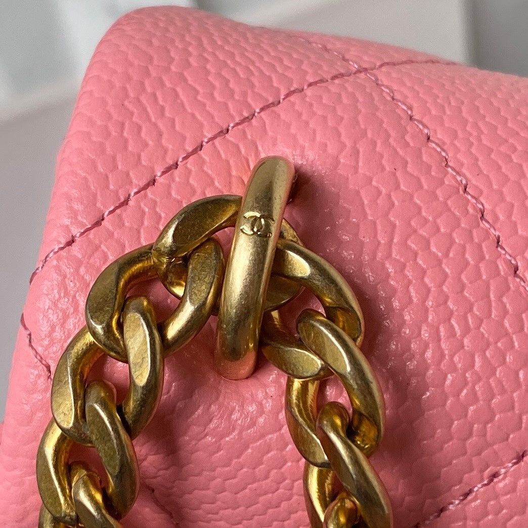 Chanel Pink Quilted Mini Flap Bag with Gold Hardware and Heart Charm