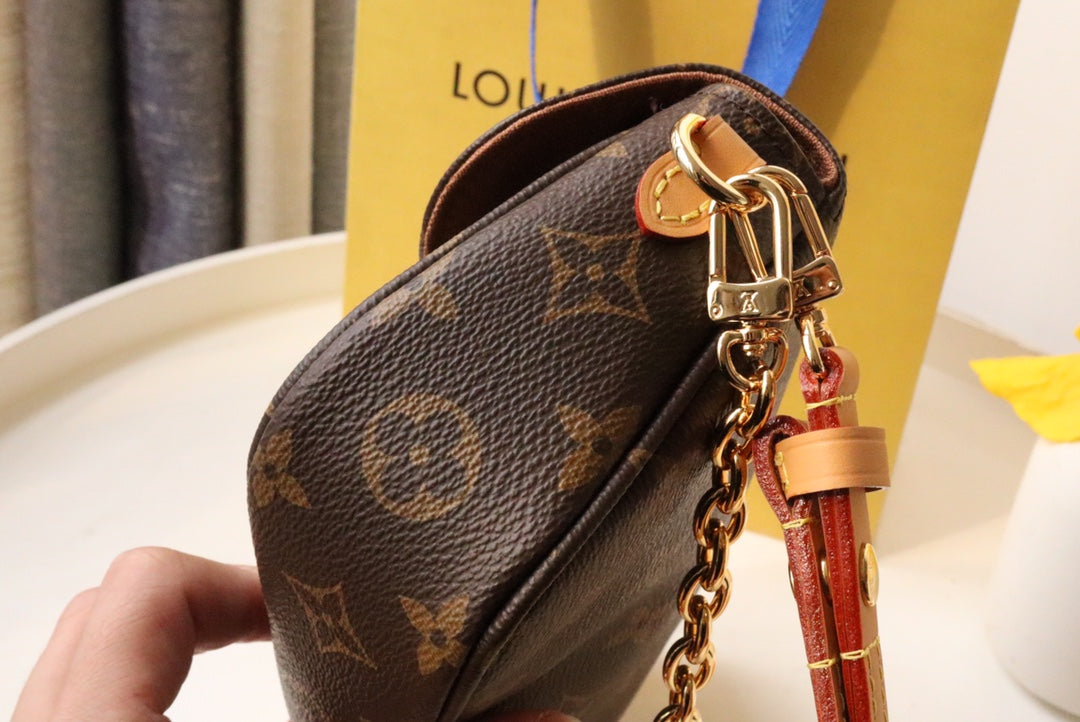 Louis Vuitton Diane Monogram Canvas Crossbody Bag with Gold-Tone Chain