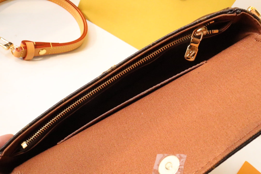 Louis Vuitton Diane Monogram Canvas Crossbody Bag with Gold-Tone Chain