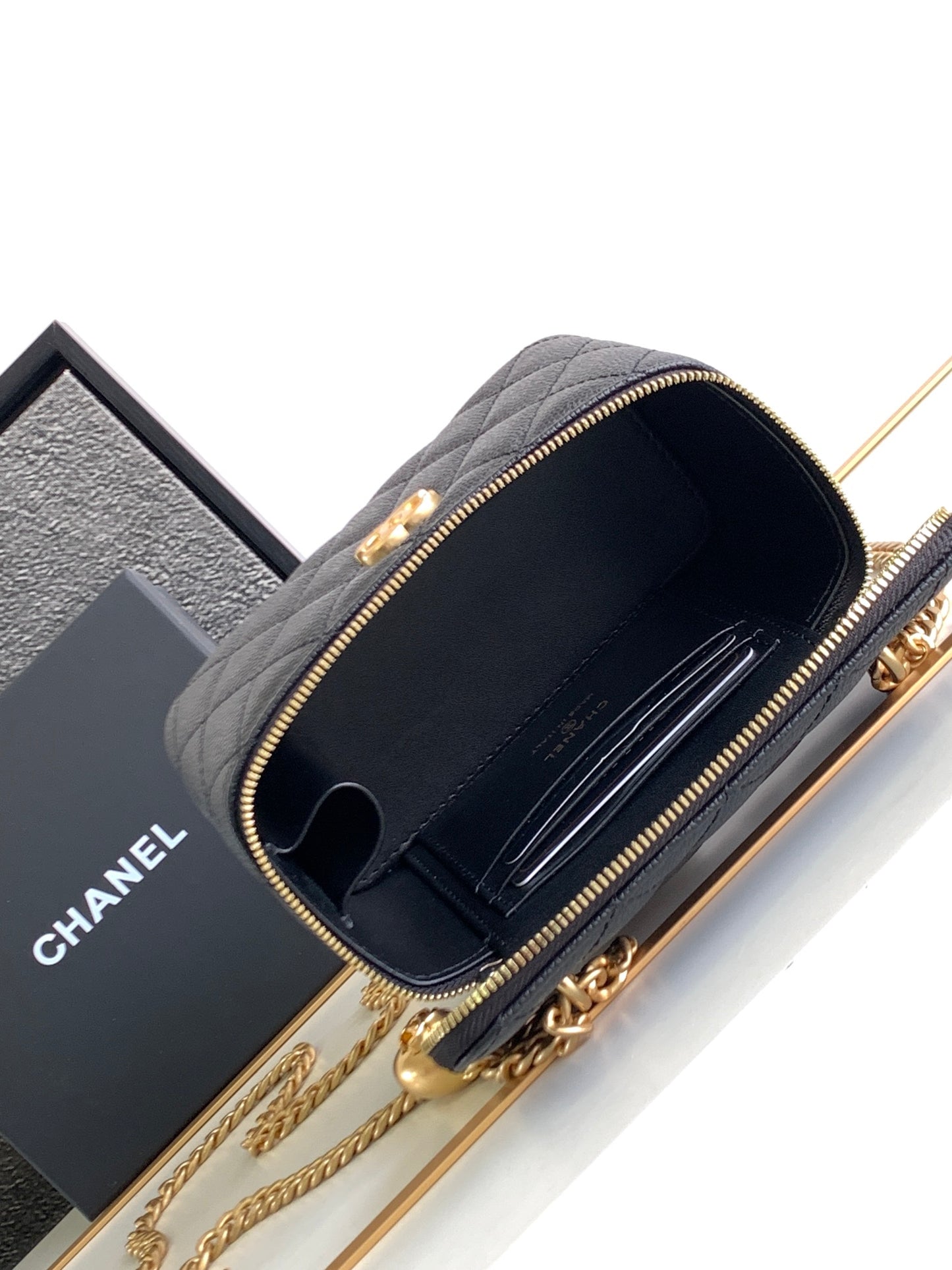 Chanel Small Vanity Case - Black Quilted Lambskin with Gold-Tone Hardware