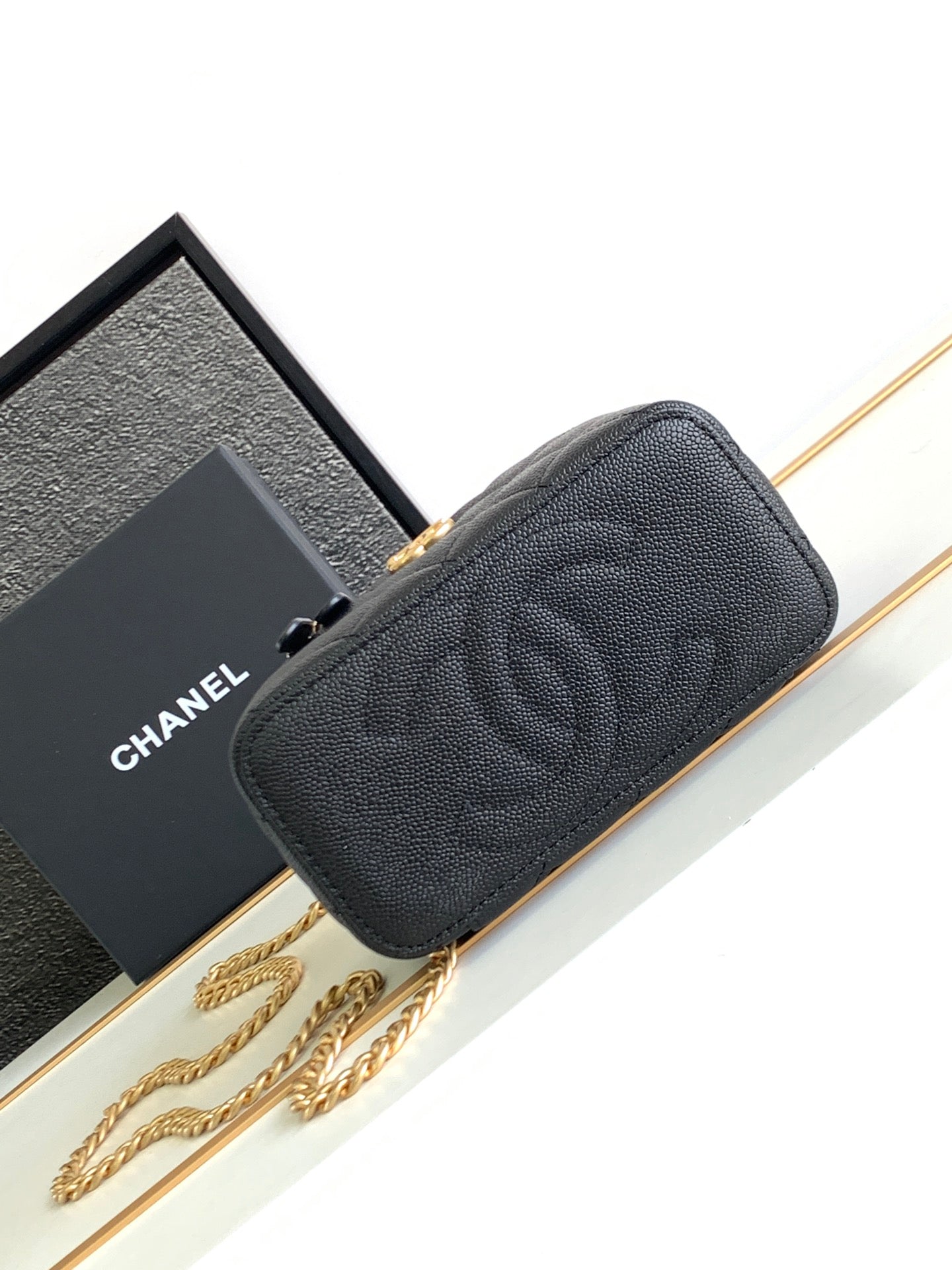Chanel Small Vanity Case - Black Quilted Lambskin with Gold-Tone Hardware