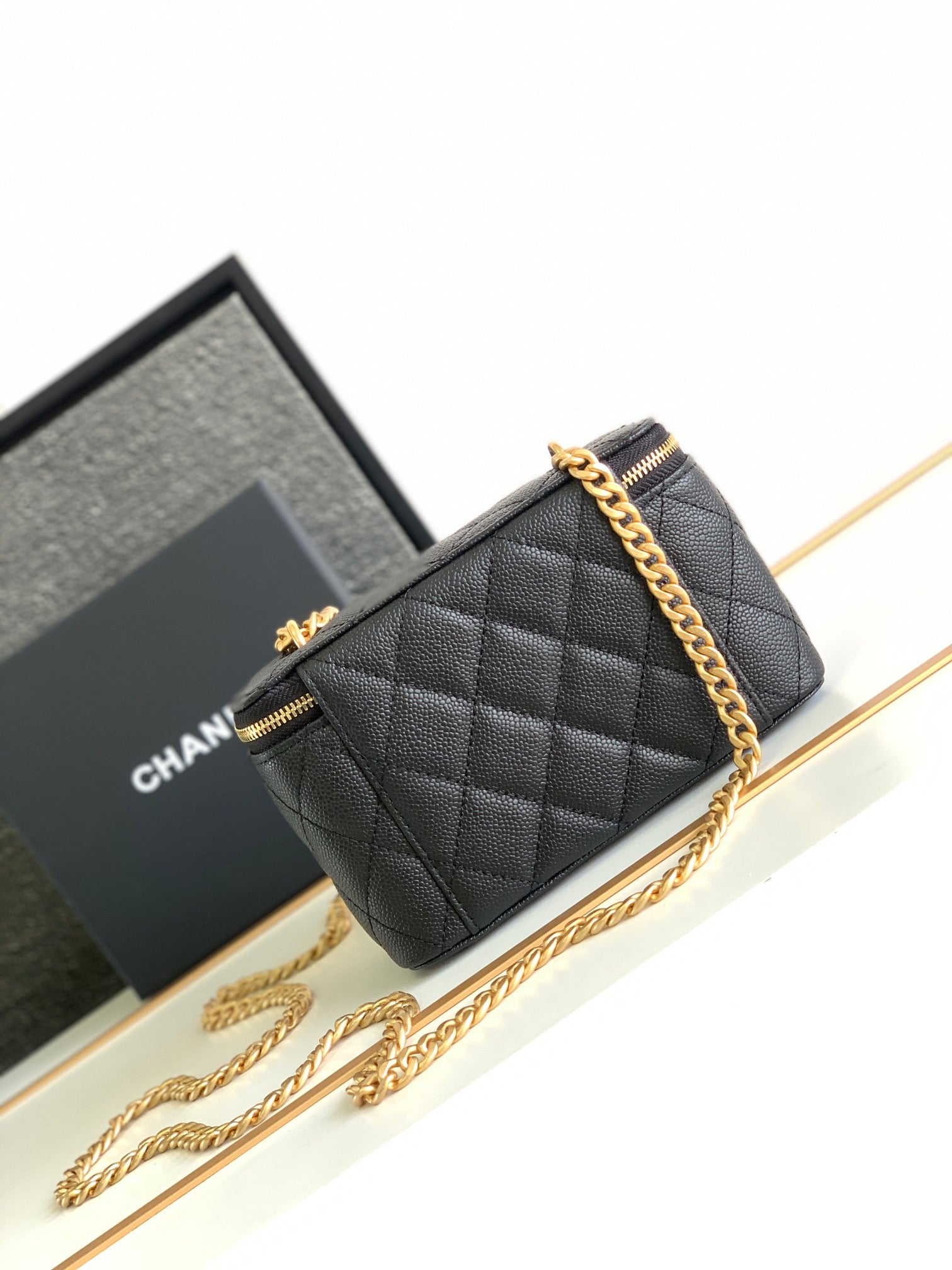 Chanel Small Vanity Case - Black Quilted Lambskin with Gold-Tone Hardware