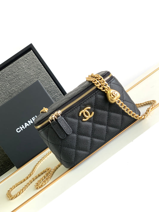 Chanel Small Vanity Case - Black Quilted Lambskin with Gold-Tone Hardware