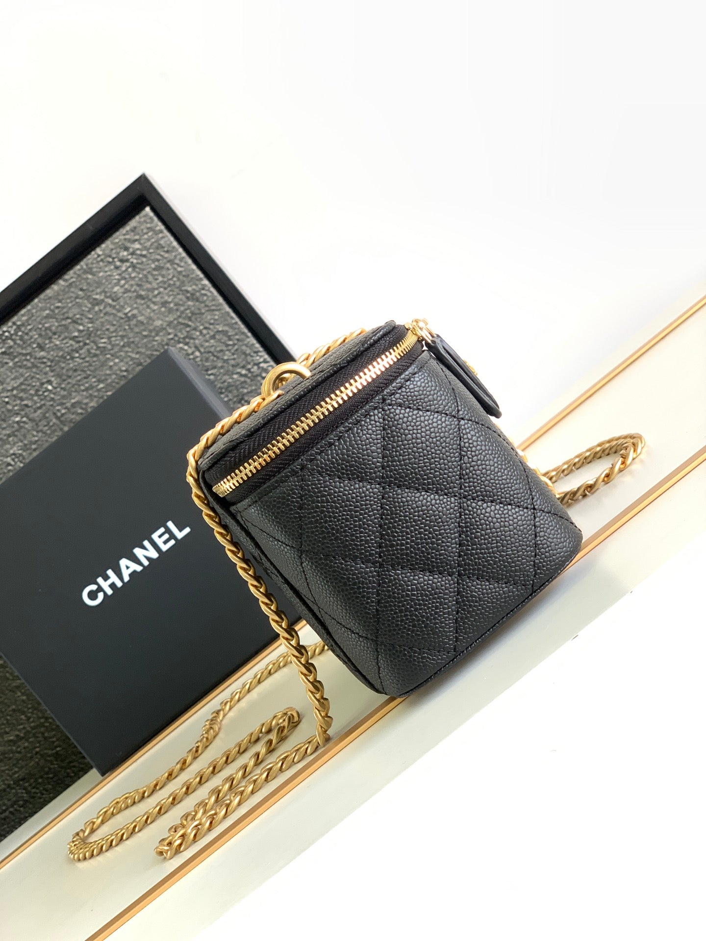 Chanel Small Vanity Case - Black Quilted Lambskin with Gold-Tone Hardware