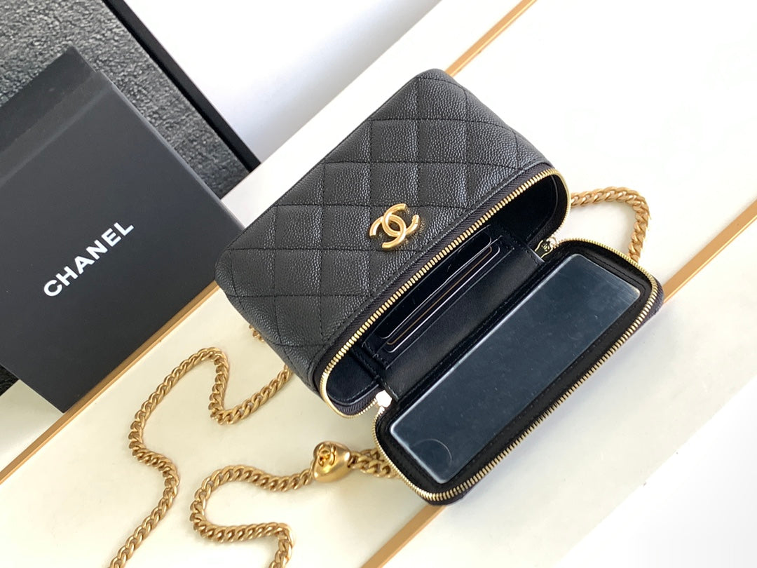 Chanel Small Vanity Case - Black Quilted Lambskin with Gold-Tone Hardware