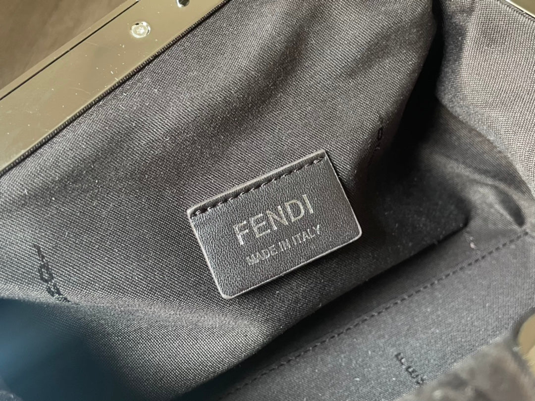 Fendi First Small Silver Metallic Leather Clutch &amp; Crossbody Bag