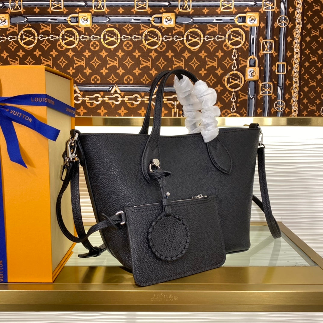 Louis Vuitton Petit Palais Black Monogram Empreinte Leather Tote Bag with Pouch