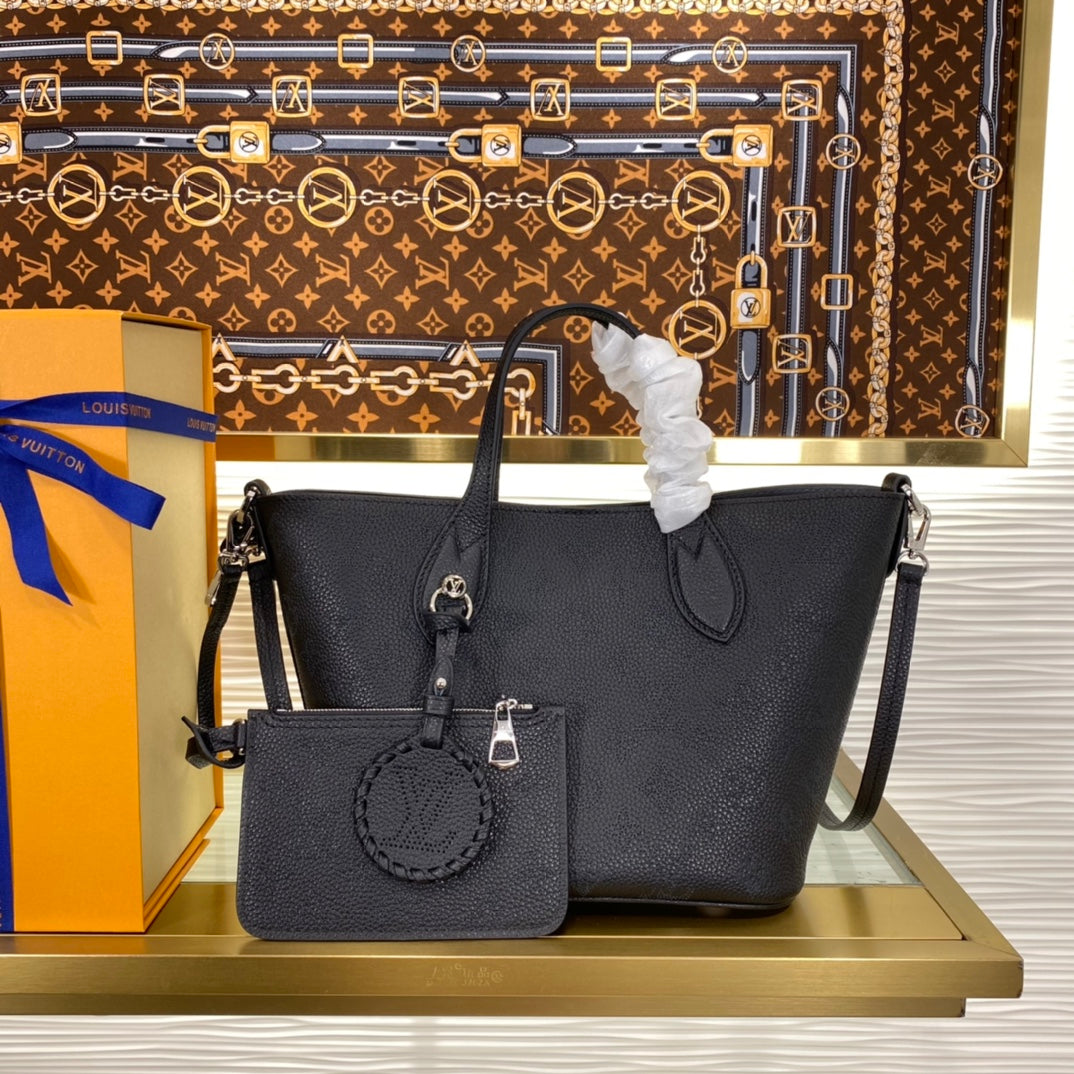 Louis Vuitton Petit Palais Black Monogram Empreinte Leather Tote Bag with Pouch