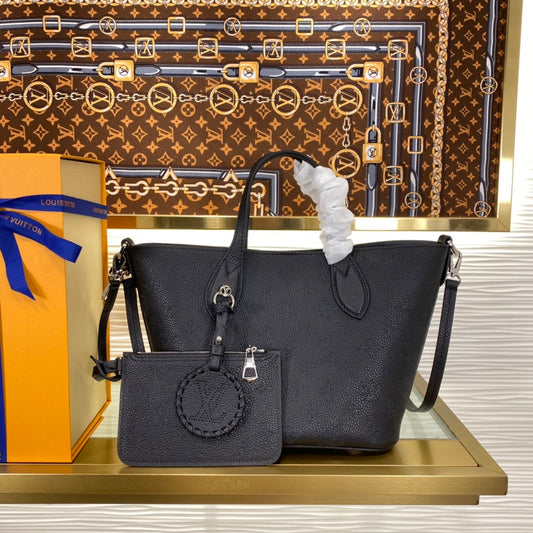Louis Vuitton Petit Palais Black Monogram Empreinte Leather Tote Bag with Pouch