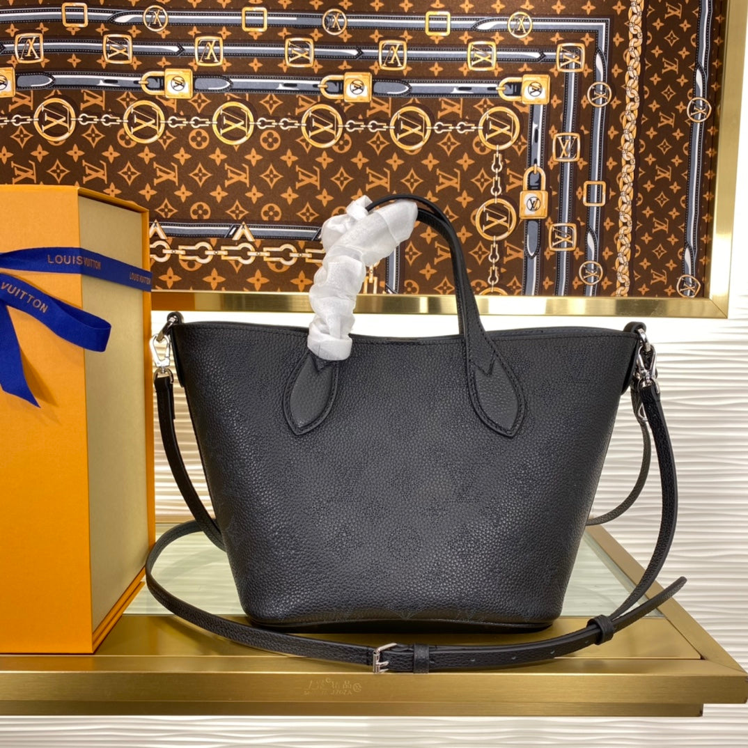Louis Vuitton Petit Palais Black Monogram Empreinte Leather Tote Bag with Pouch