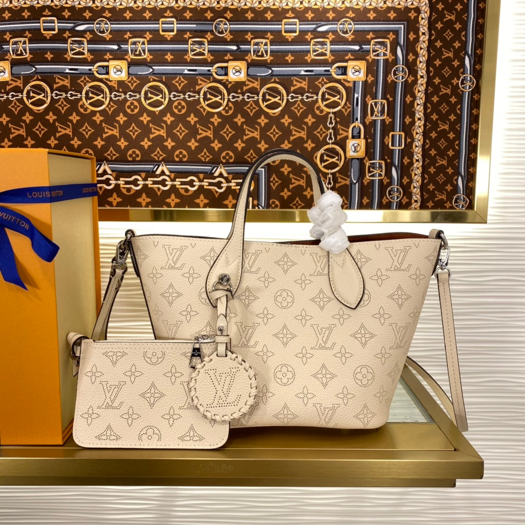 Louis Vuitton Bella Tote Mahina Perforated Leather Handbag - Beige