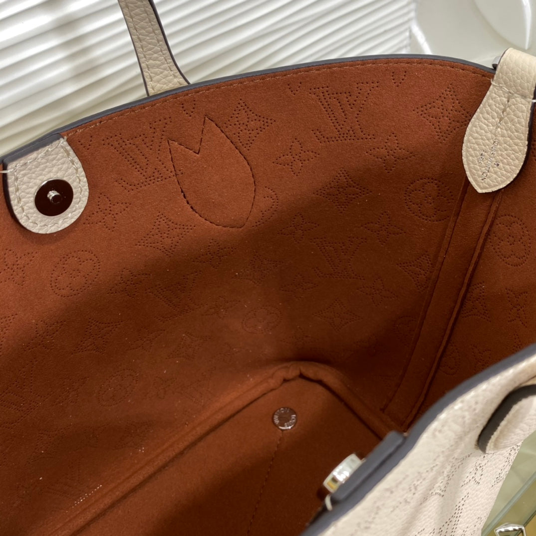 Louis Vuitton Bella Tote Mahina Perforated Leather Handbag - Beige