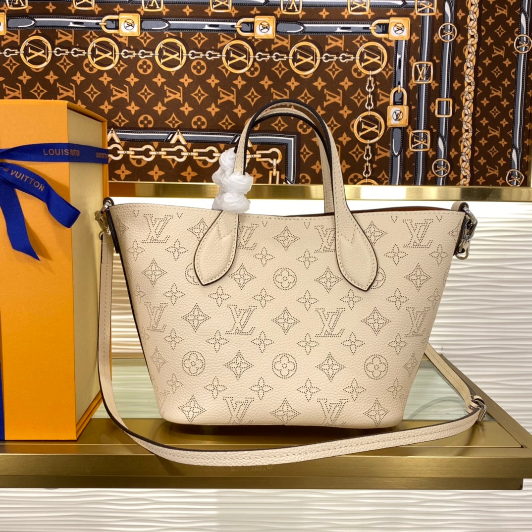 Louis Vuitton Bella Tote Mahina Perforated Leather Handbag - Beige