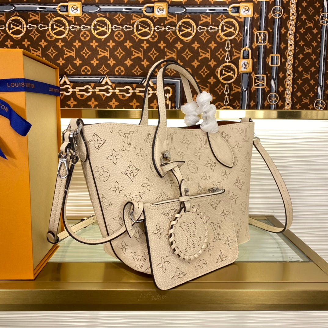 Louis Vuitton Bella Tote Mahina Perforated Leather Handbag - Beige