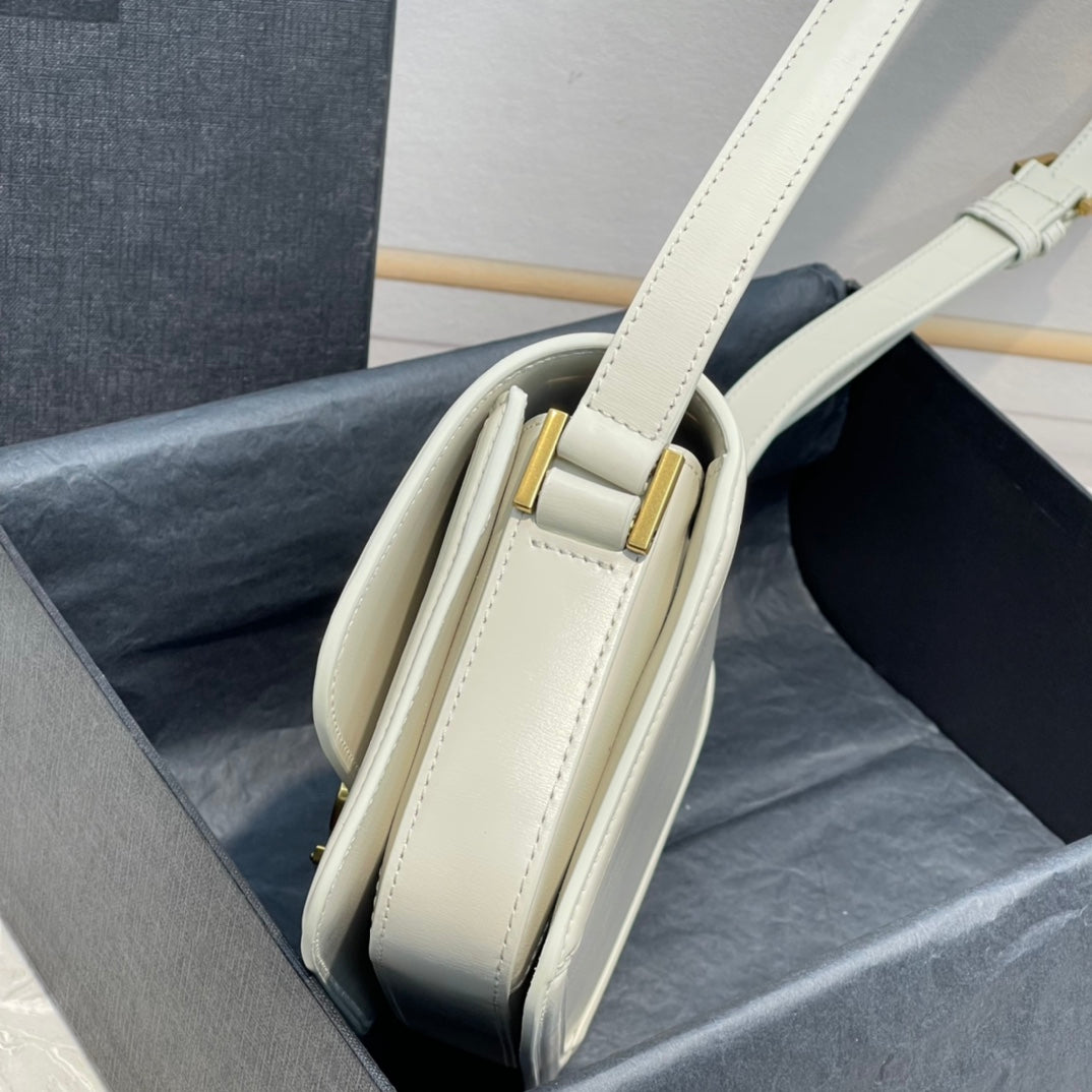 Saint Laurent Solferino Small Satchel in Box Leather - Blanc Vintage