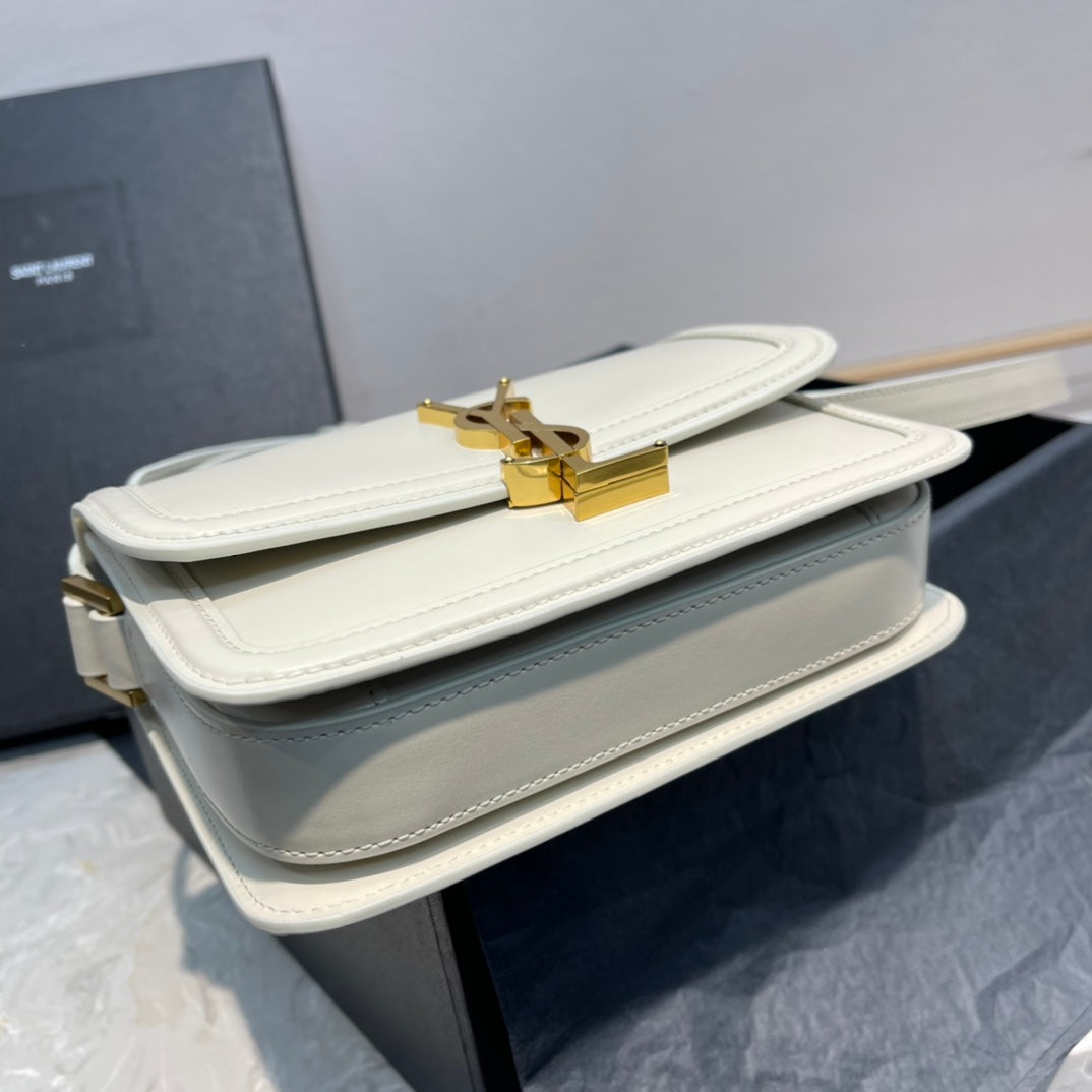 Saint Laurent Solferino Small Satchel in Box Leather - Blanc Vintage