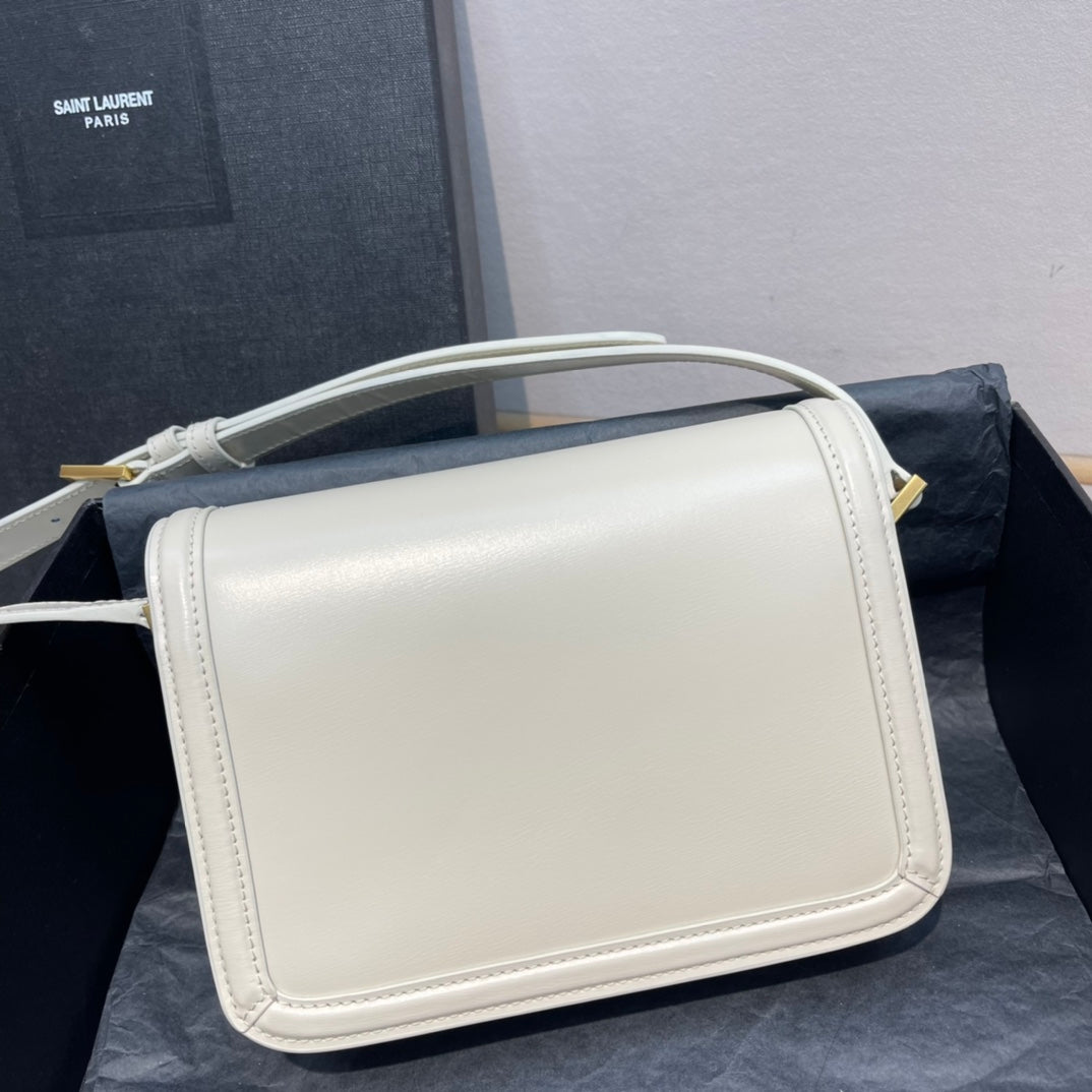 Saint Laurent Solferino Small Satchel in Box Leather - Blanc Vintage