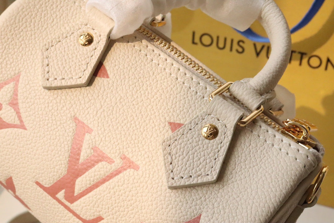 Louis Vuitton Nano Speedy Monogram Empreinte Leather Handbag - Cream/Pink