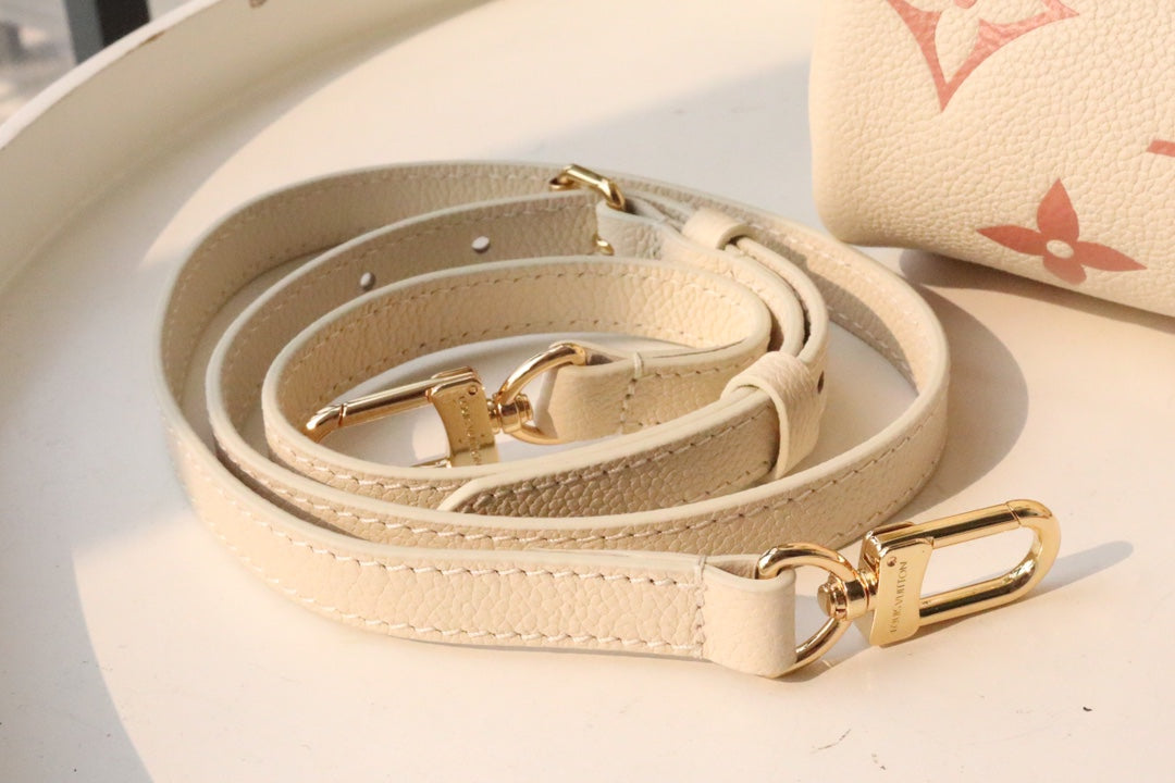 Louis Vuitton Nano Speedy Monogram Empreinte Leather Handbag - Cream/Pink