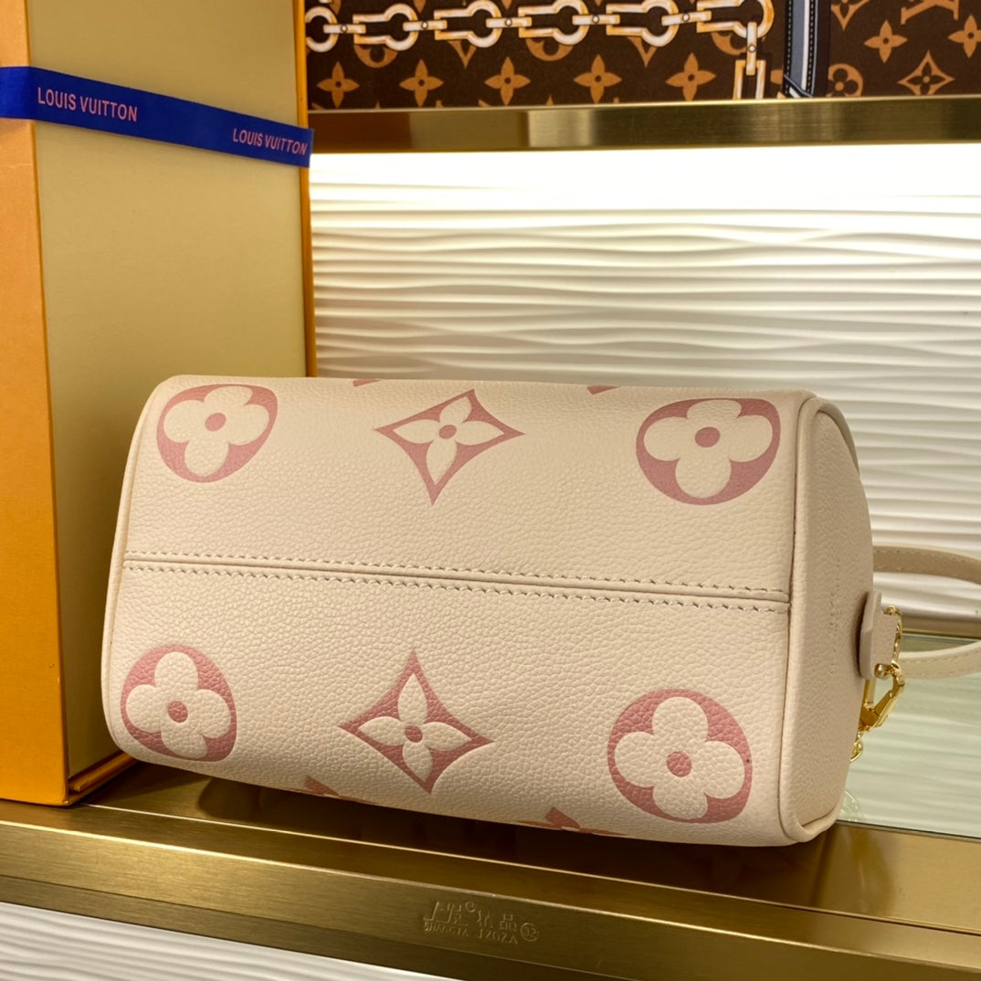 Louis Vuitton Nano Speedy Monogram Empreinte Leather Handbag - Bicolor Cream and Pink