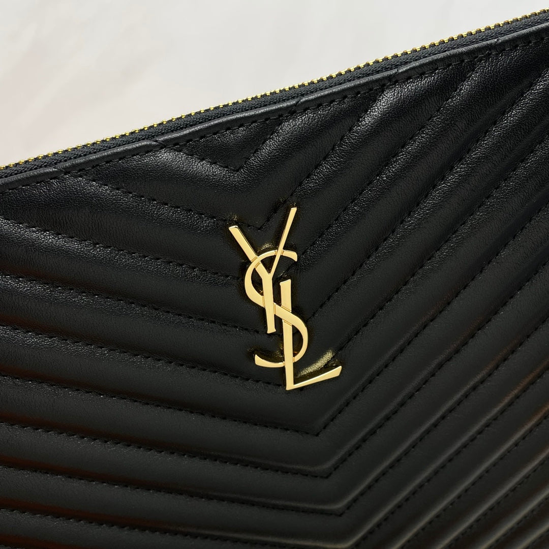 Saint Laurent Cassandre Matelassé Pouch in Black Quilted Leather