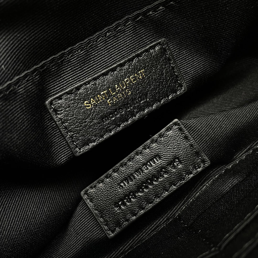 Saint Laurent Monogram Pouch in Olive Green Chevron Quilted Leather