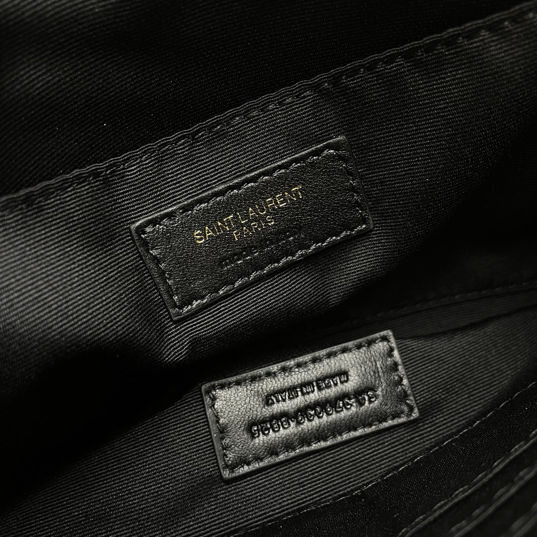 Saint Laurent Monogram Quilted Leather Pouch - Beige