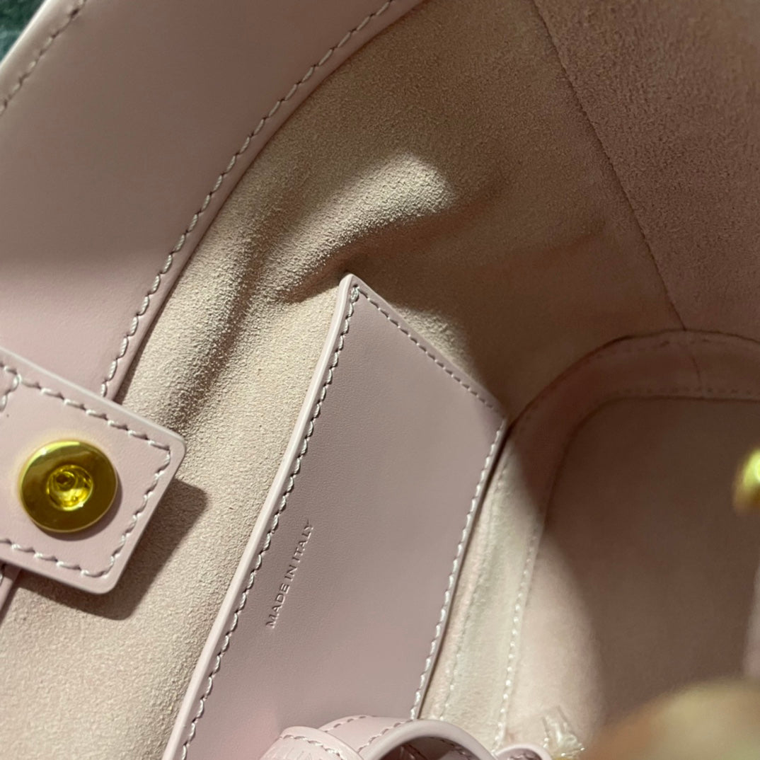 Celine Small Cuir Triomphe Bucket Bag in Pink Calfskin