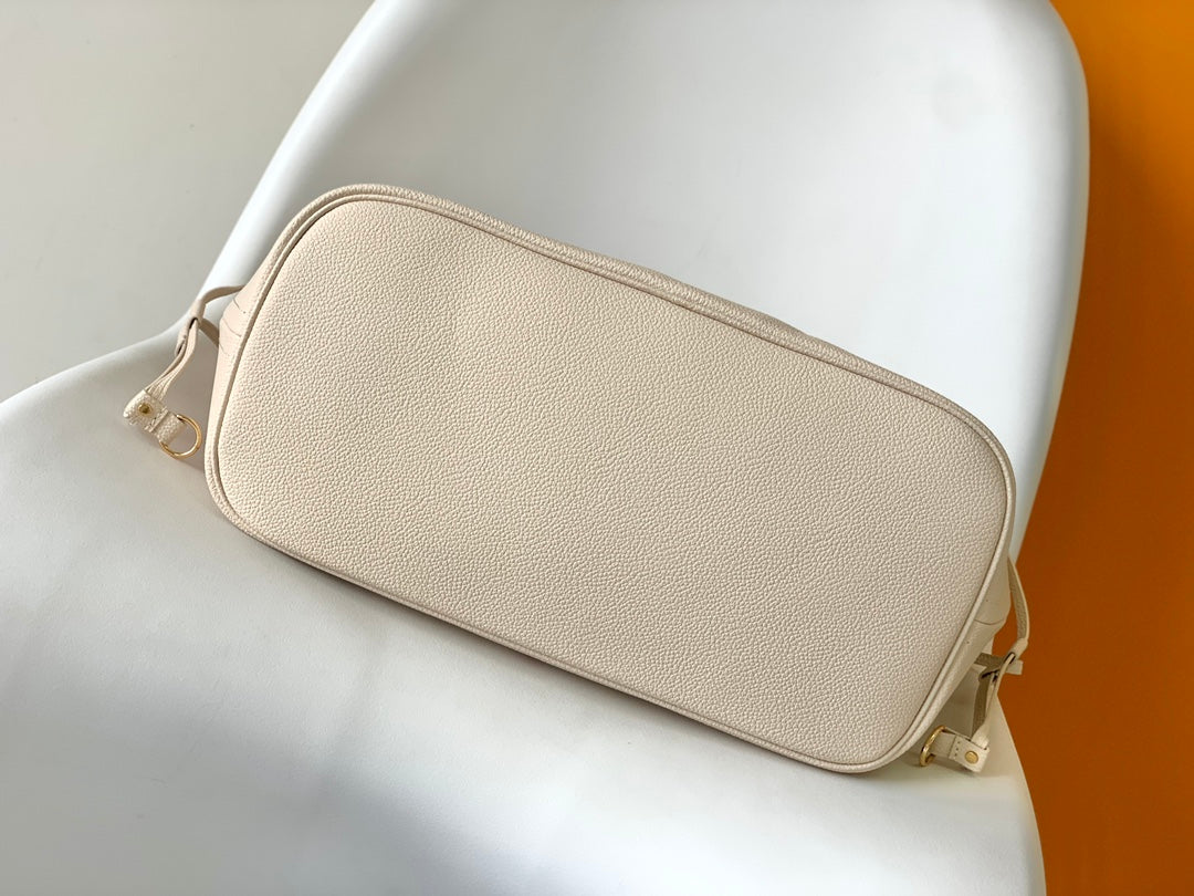 Louis Vuitton Neverfull MM Monogram Empreinte Leather Tote Bag - Beige/Pink