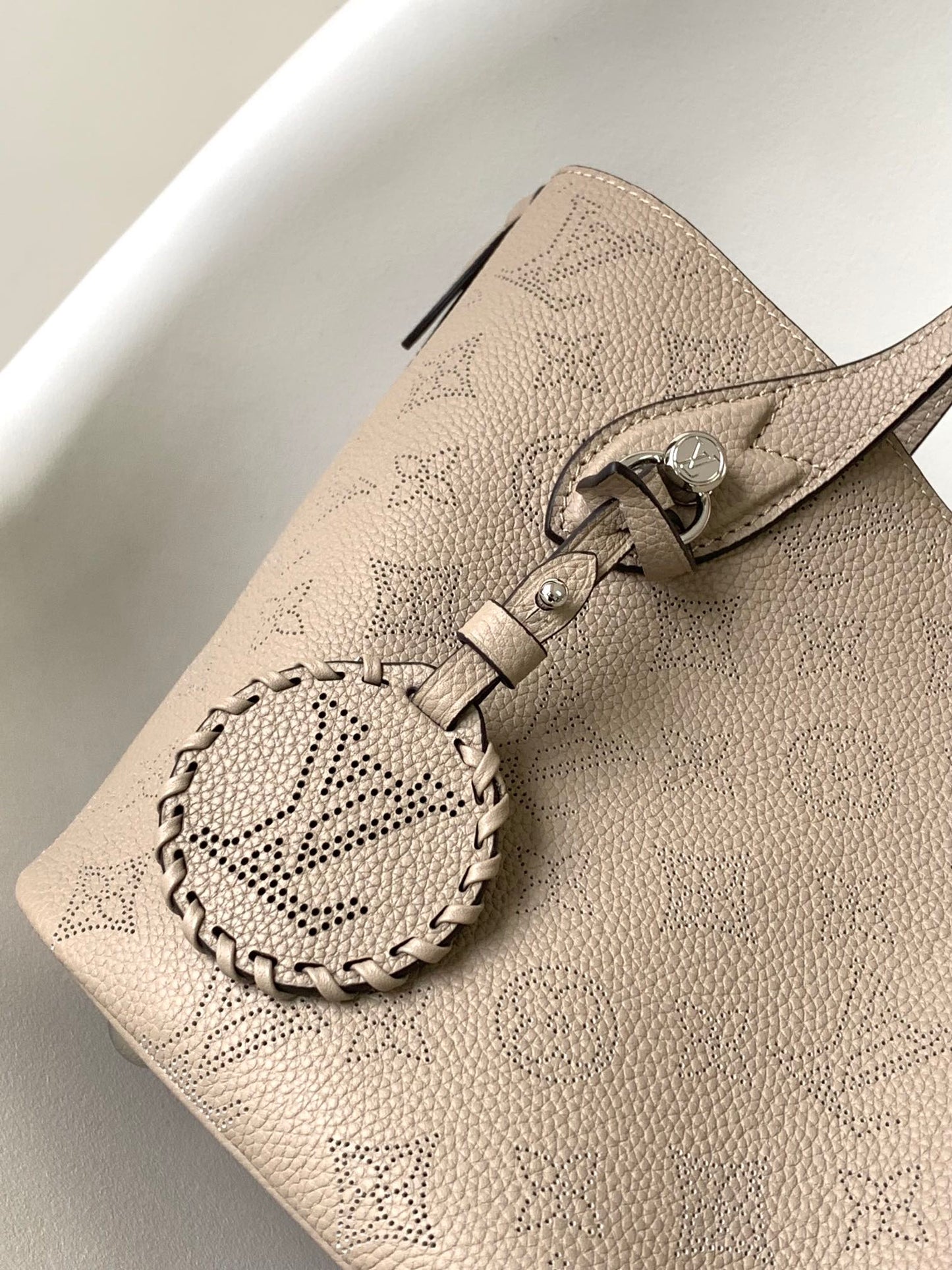 Louis Vuitton Muria Mahina Perforated Leather Bucket Bag - Galet