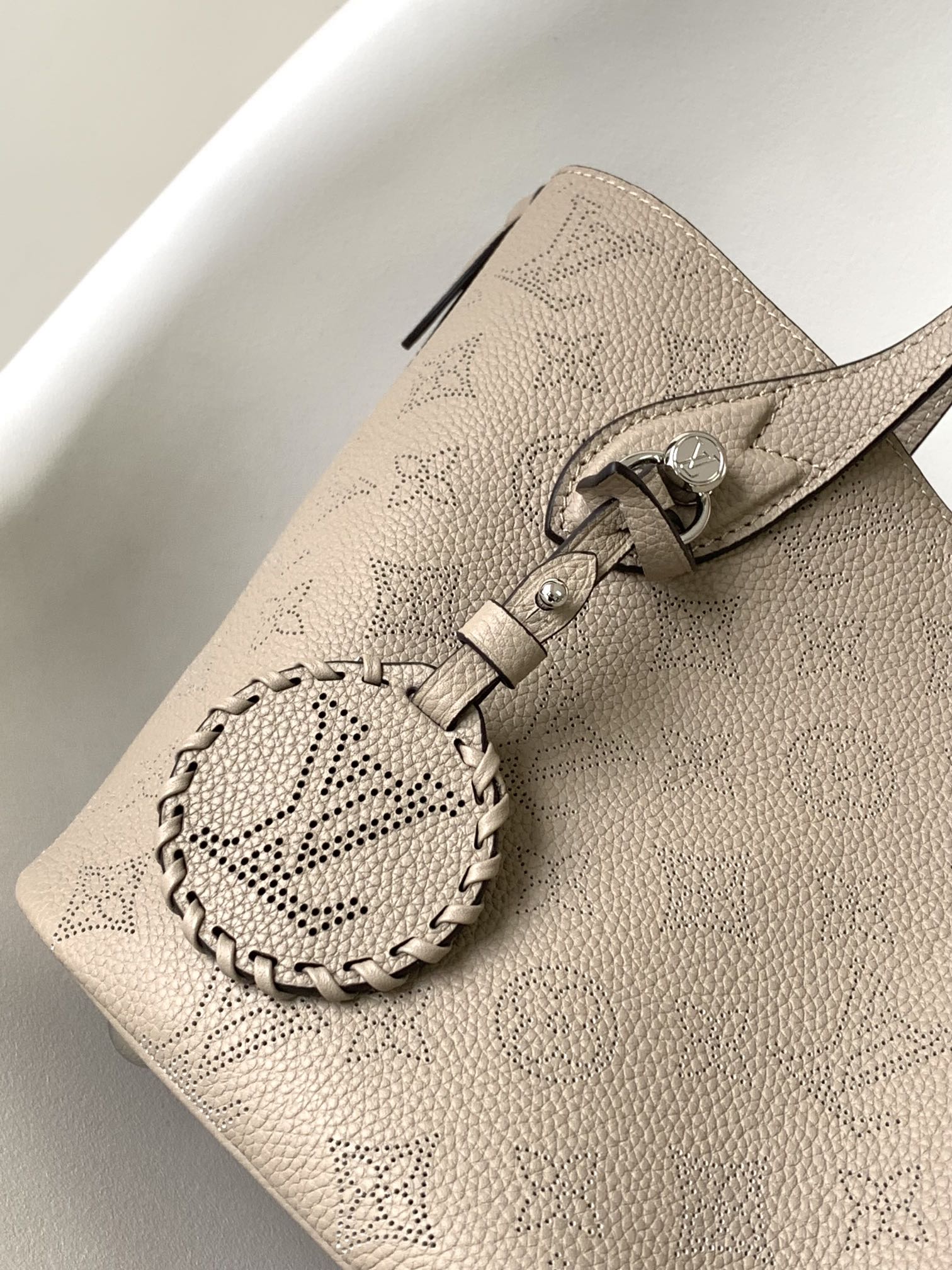 Louis Vuitton Muria Mahina Perforated Leather Bucket Bag - Galet