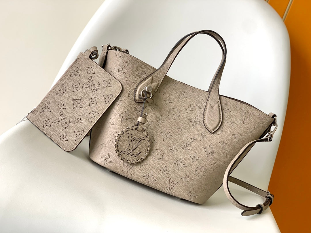 Louis Vuitton Muria Mahina Perforated Leather Bucket Bag - Galet