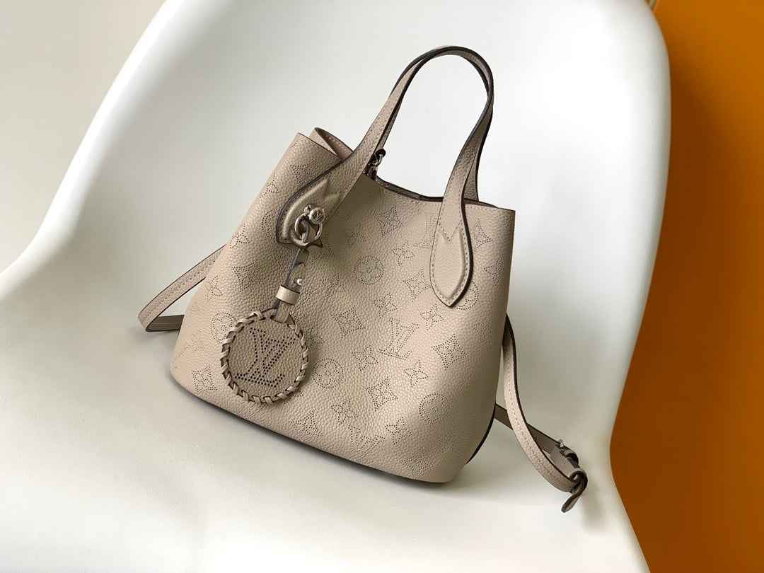 Louis Vuitton Muria Mahina Perforated Leather Bucket Bag - Galet